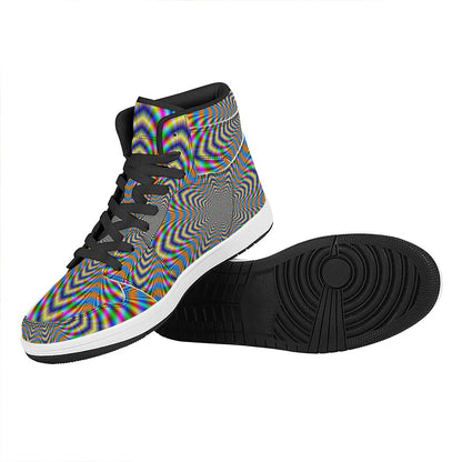 Octagonal Psychedelic Optical Illusion High Top Leather Sneakers