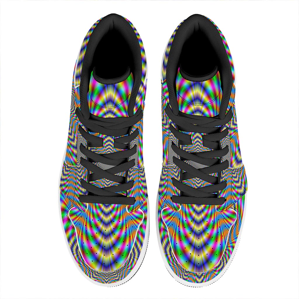 Octagonal Psychedelic Optical Illusion High Top Leather Sneakers