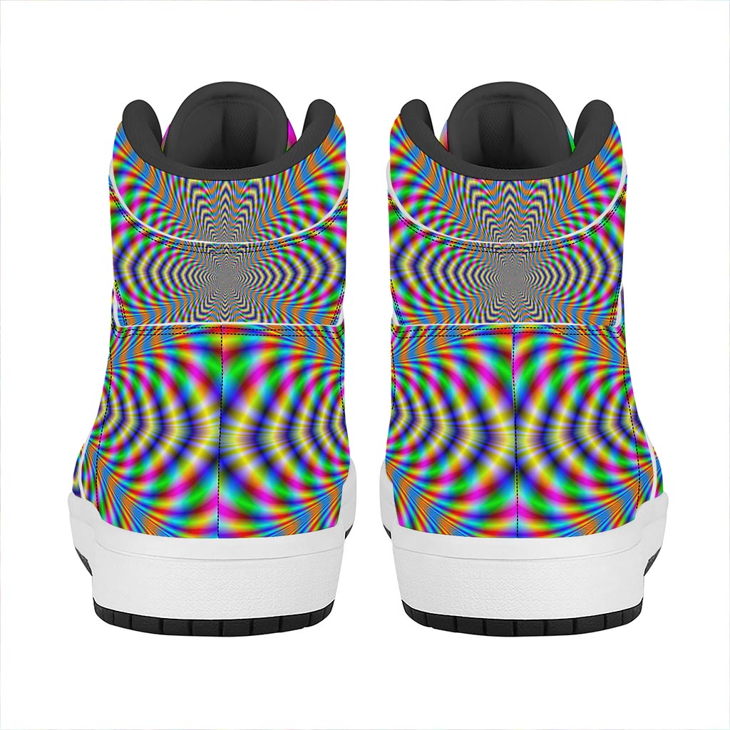 Octagonal Psychedelic Optical Illusion High Top Leather Sneakers