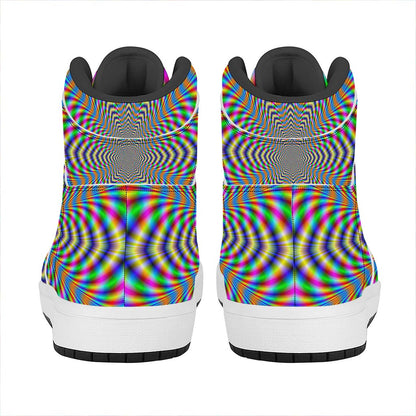 Octagonal Psychedelic Optical Illusion High Top Leather Sneakers
