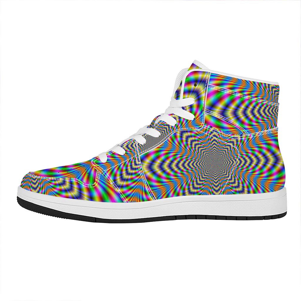 Octagonal Psychedelic Optical Illusion High Top Leather Sneakers