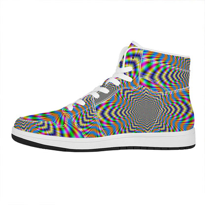 Octagonal Psychedelic Optical Illusion High Top Leather Sneakers
