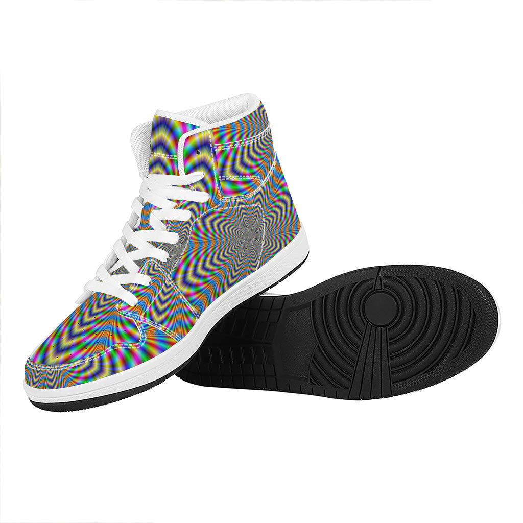 Octagonal Psychedelic Optical Illusion High Top Leather Sneakers