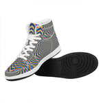 Octagonal Psychedelic Optical Illusion High Top Leather Sneakers