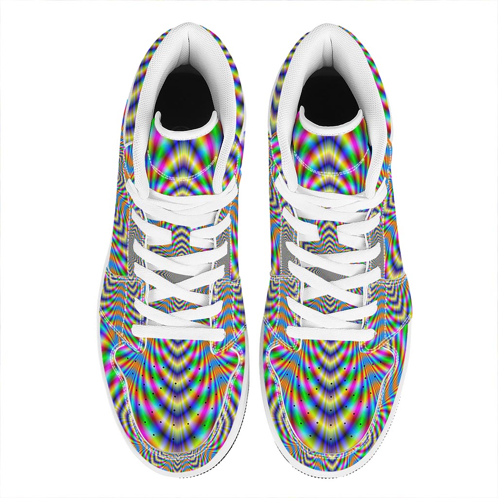 Octagonal Psychedelic Optical Illusion High Top Leather Sneakers