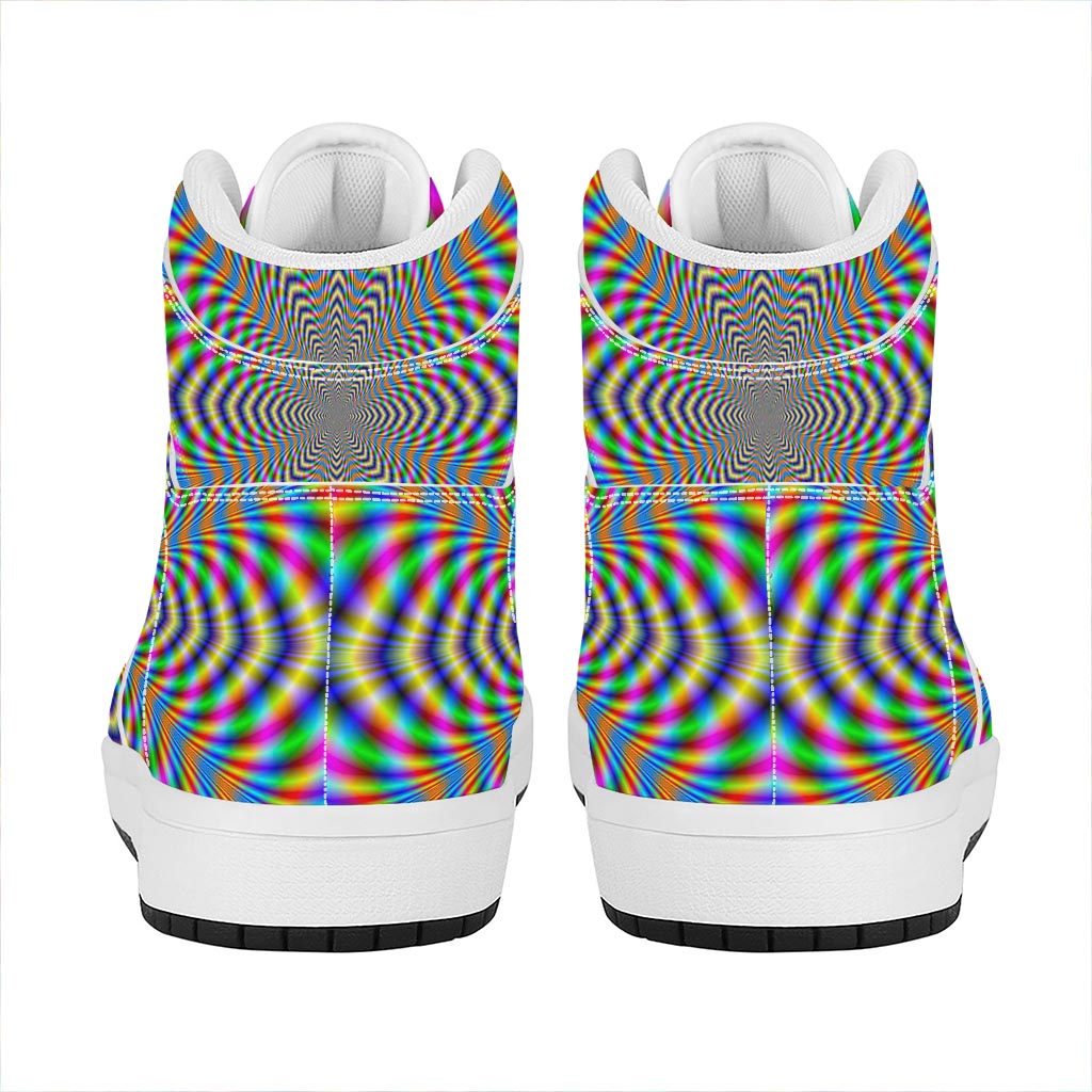 Octagonal Psychedelic Optical Illusion High Top Leather Sneakers