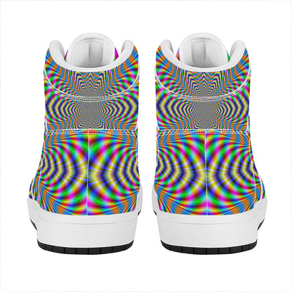 Octagonal Psychedelic Optical Illusion High Top Leather Sneakers