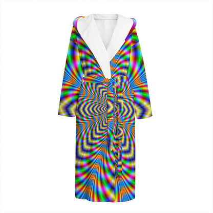 Octagonal Psychedelic Optical Illusion Hooded Bathrobe