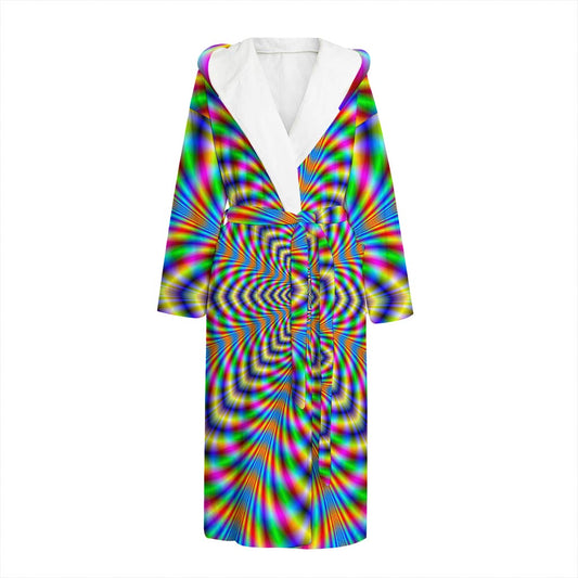 Octagonal Psychedelic Optical Illusion Hooded Bathrobe