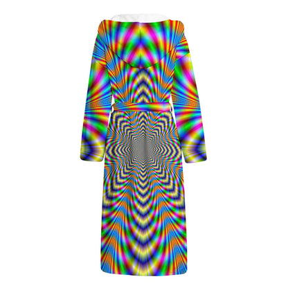 Octagonal Psychedelic Optical Illusion Hooded Bathrobe
