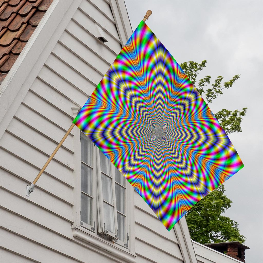 Octagonal Psychedelic Optical Illusion House Flag