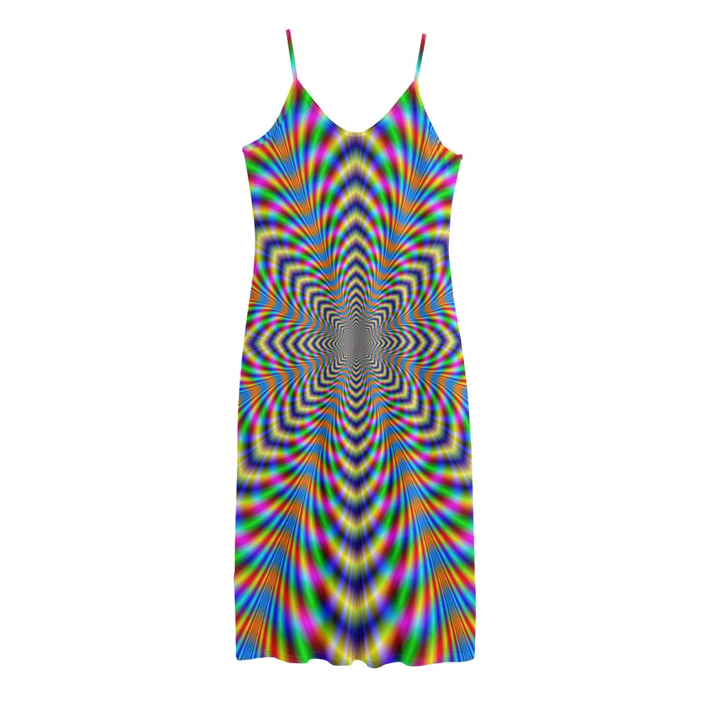 Octagonal Psychedelic Optical Illusion Jersey Midi Cami Dress
