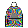 Octagonal Psychedelic Optical Illusion Leather Backpack