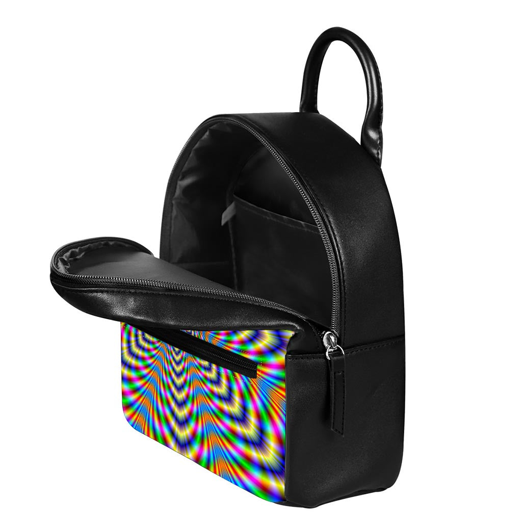 Octagonal Psychedelic Optical Illusion Leather Backpack