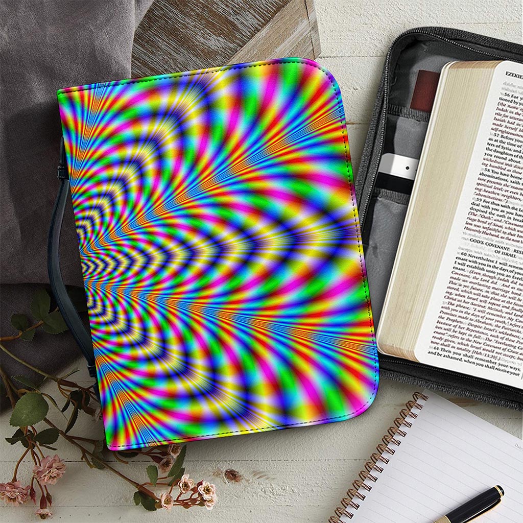 Octagonal Psychedelic Optical Illusion Leather Bible Cover