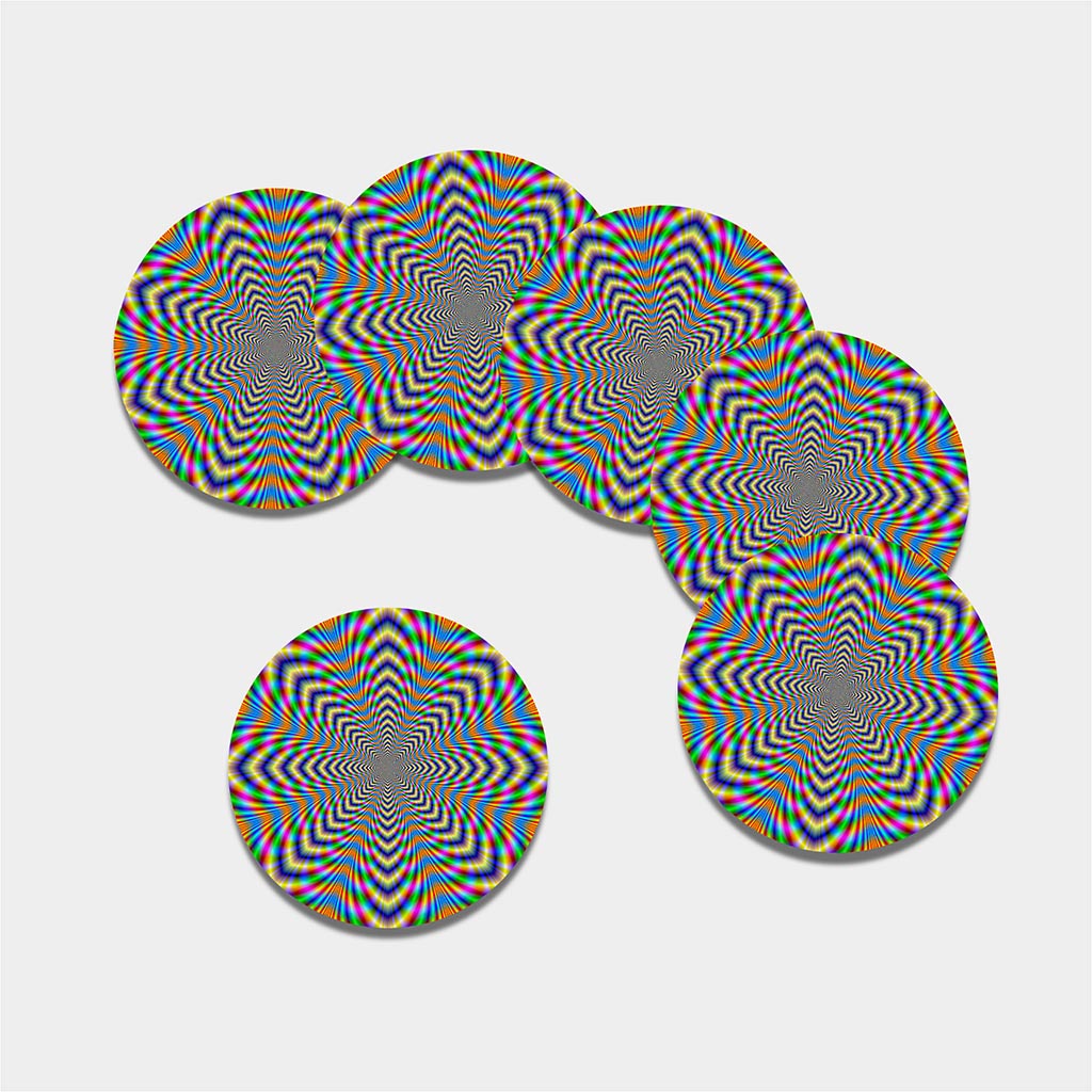 Octagonal Psychedelic Optical Illusion Leather Coaster Set