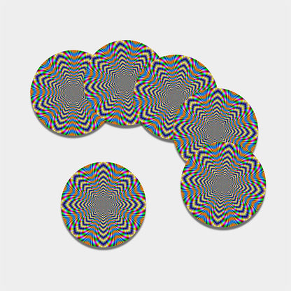 Octagonal Psychedelic Optical Illusion Leather Coaster Set