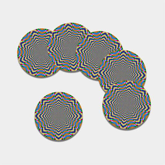 Octagonal Psychedelic Optical Illusion Leather Coaster Set