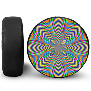 Octagonal Psychedelic Optical Illusion Leather Spare Tire Cover