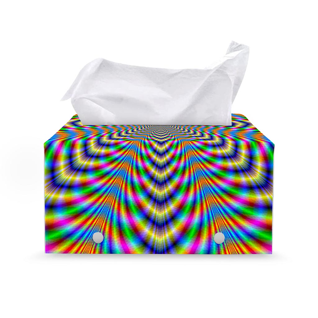 Octagonal Psychedelic Optical Illusion Leather Tissue Box Cover