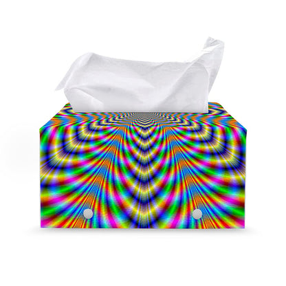 Octagonal Psychedelic Optical Illusion Leather Tissue Box Cover