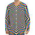 Octagonal Psychedelic Optical Illusion Long Sleeve Baseball Jersey