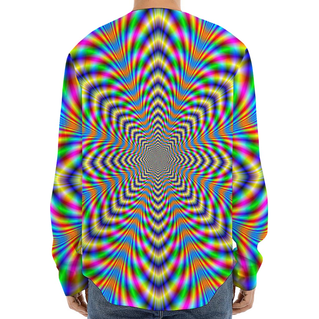 Octagonal Psychedelic Optical Illusion Long Sleeve Baseball Jersey