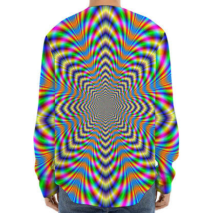 Octagonal Psychedelic Optical Illusion Long Sleeve Baseball Jersey