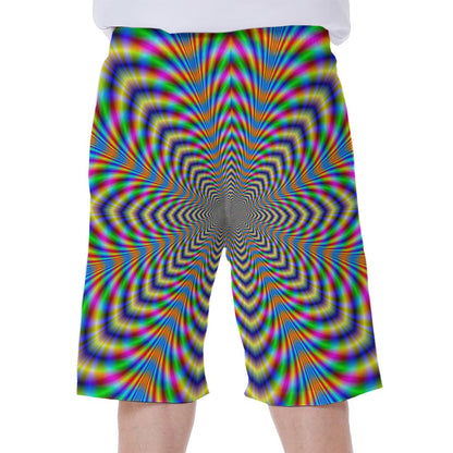 Octagonal Psychedelic Optical Illusion Men's Beach Shorts