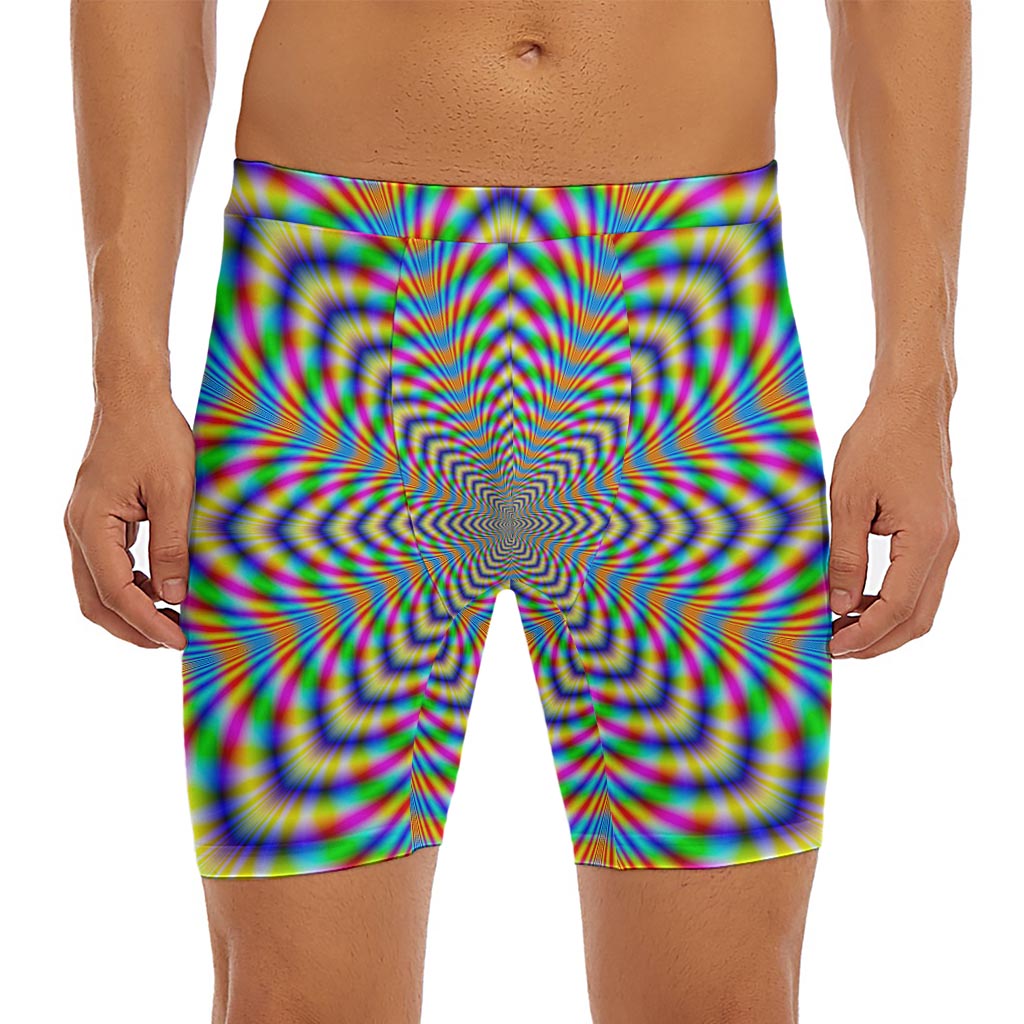 Octagonal Psychedelic Optical Illusion Men's Long Boxer Briefs