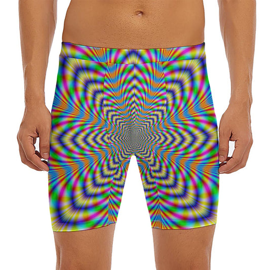 Octagonal Psychedelic Optical Illusion Men's Long Boxer Briefs