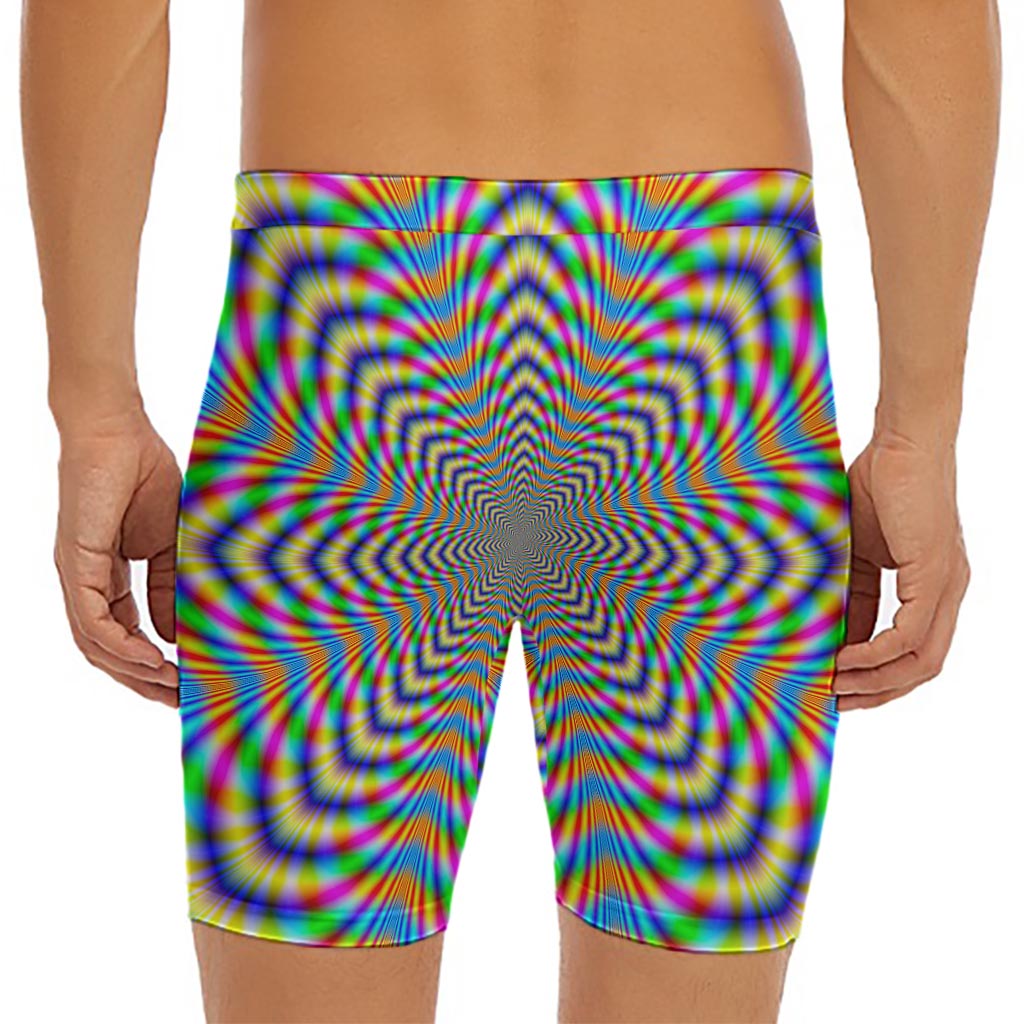 Octagonal Psychedelic Optical Illusion Men's Long Boxer Briefs