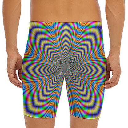 Octagonal Psychedelic Optical Illusion Men's Long Boxer Briefs
