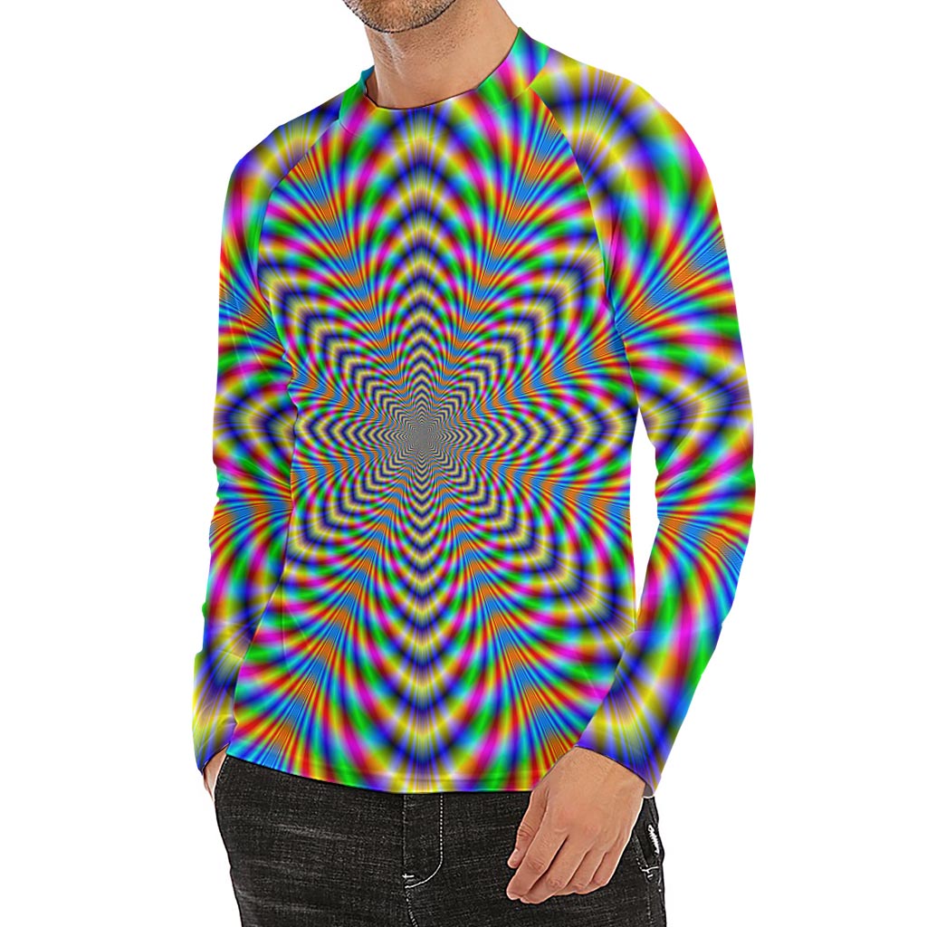Octagonal Psychedelic Optical Illusion Men's Long Sleeve Rash Guard