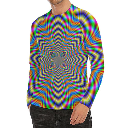 Octagonal Psychedelic Optical Illusion Men's Long Sleeve Rash Guard