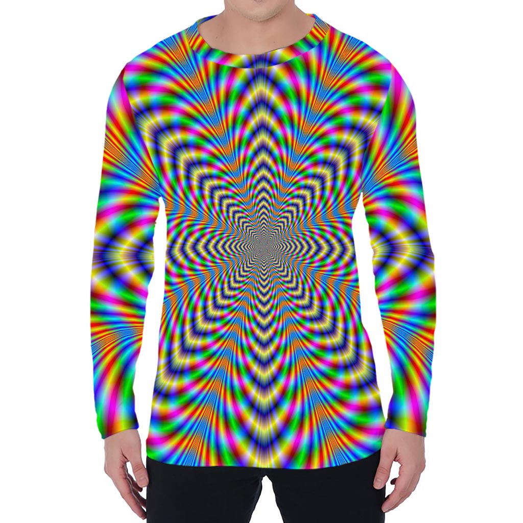 Octagonal Psychedelic Optical Illusion Men's Long Sleeve T-Shirt