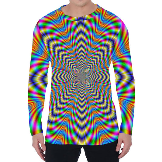 Octagonal Psychedelic Optical Illusion Men's Long Sleeve T-Shirt