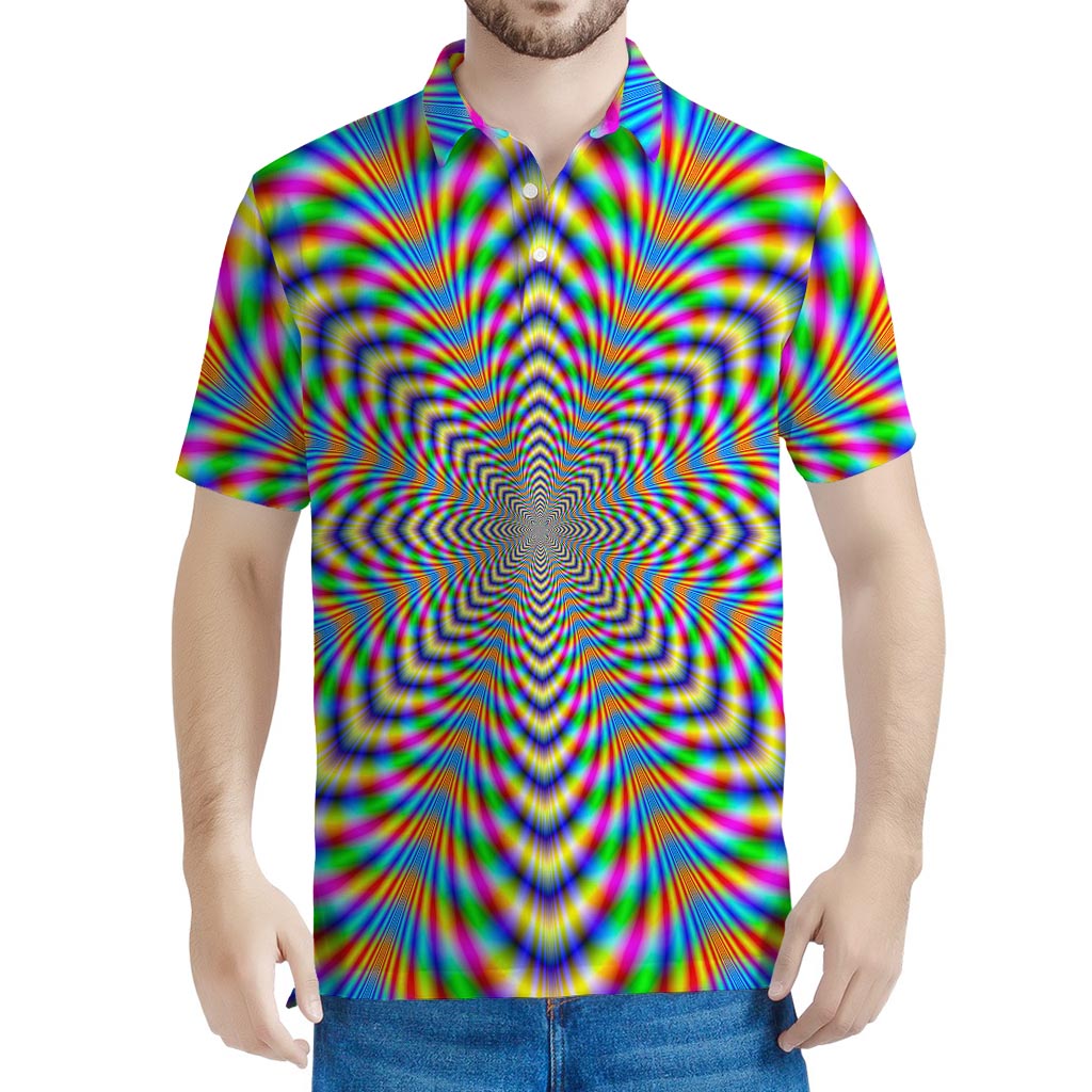 Octagonal Psychedelic Optical Illusion Men's Polo Shirt