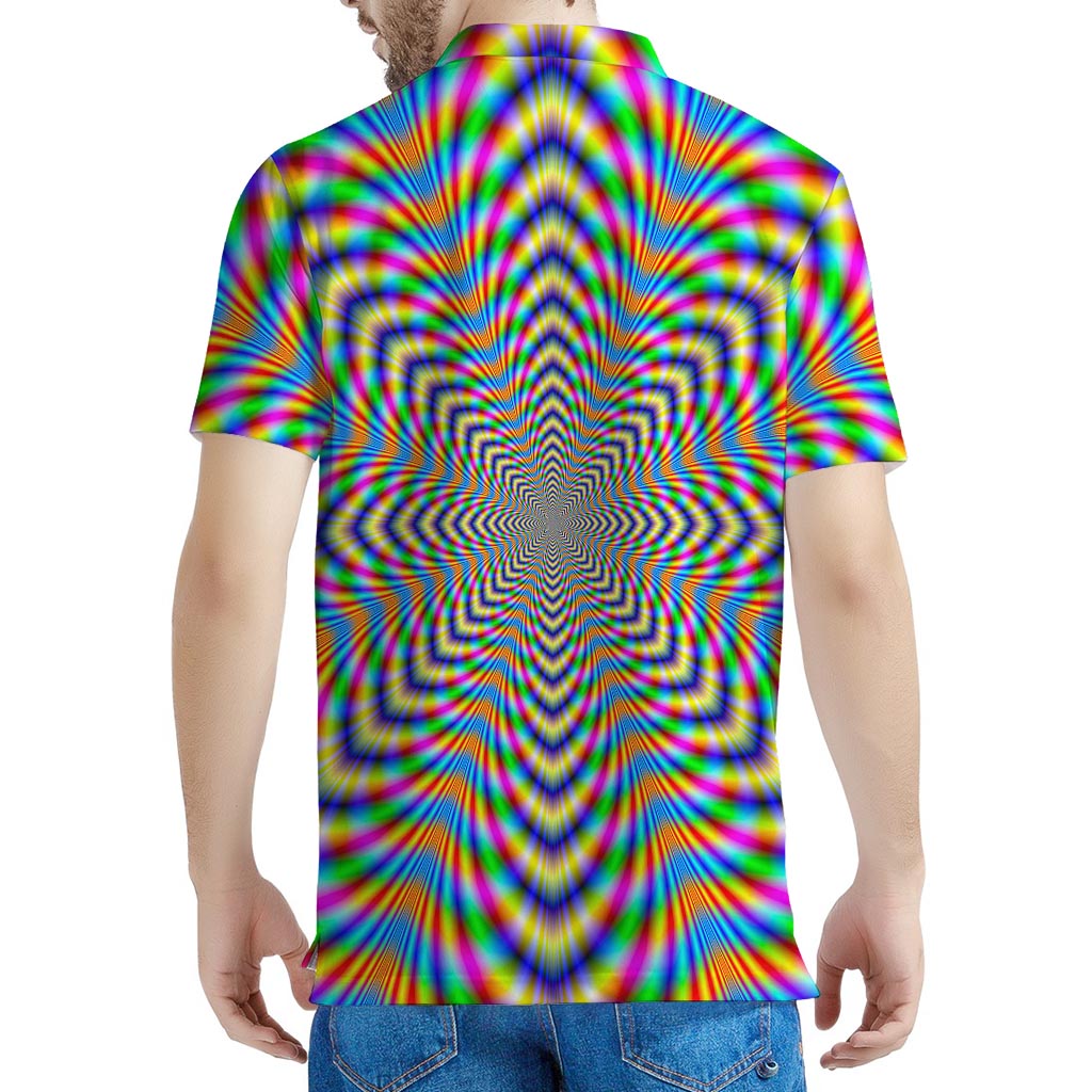 Octagonal Psychedelic Optical Illusion Men's Polo Shirt