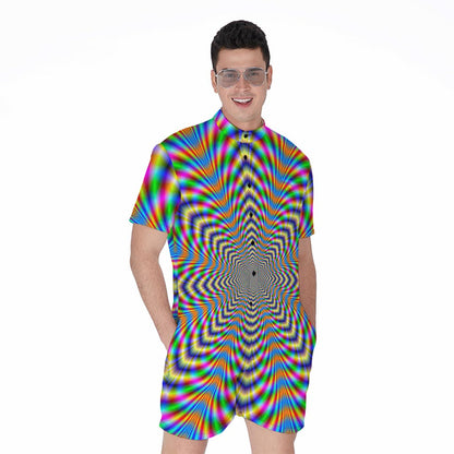 Octagonal Psychedelic Optical Illusion Men's Rompers