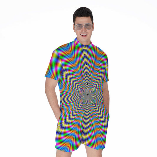 Octagonal Psychedelic Optical Illusion Men's Rompers