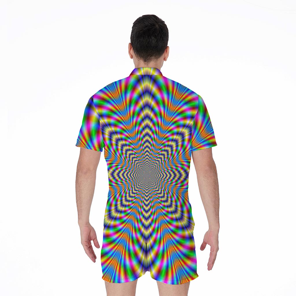 Octagonal Psychedelic Optical Illusion Men's Rompers