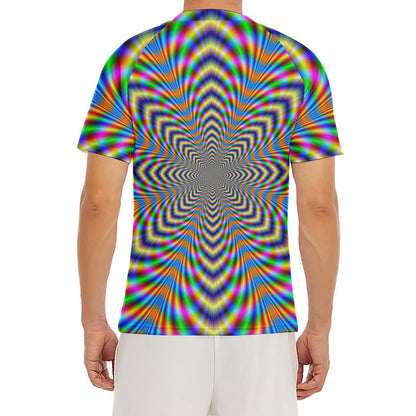 Octagonal Psychedelic Optical Illusion Men's Short Sleeve Rash Guard
