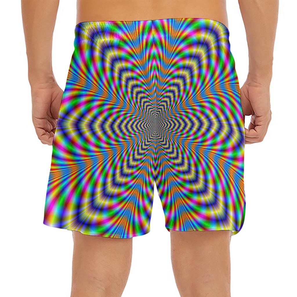 Octagonal Psychedelic Optical Illusion Men's Split Running Shorts