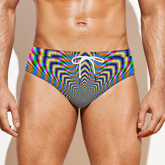 Octagonal Psychedelic Optical Illusion Men's Swim Briefs