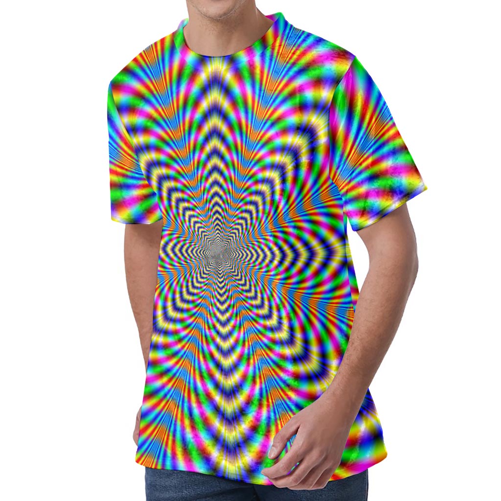 Octagonal Psychedelic Optical Illusion Men's Velvet T-Shirt