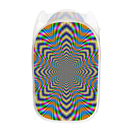 Octagonal Psychedelic Optical Illusion Mesh Laundry Hamper
