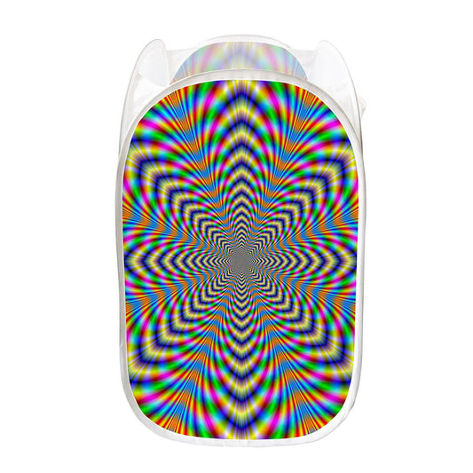 Octagonal Psychedelic Optical Illusion Mesh Laundry Hamper
