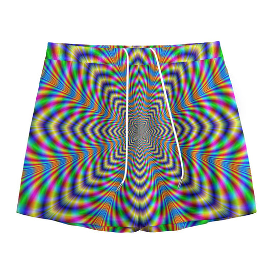 Octagonal Psychedelic Optical Illusion Mesh Shorts