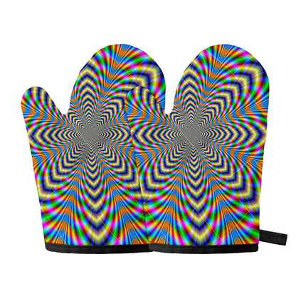 Octagonal Psychedelic Optical Illusion Oven Mitts